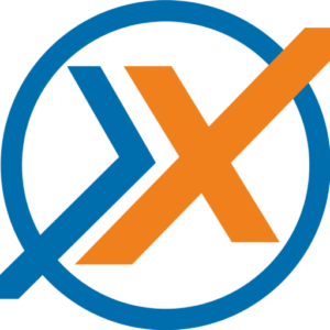 Vama X Logo orange and blue