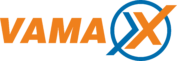 Vama X Logo orange and blue